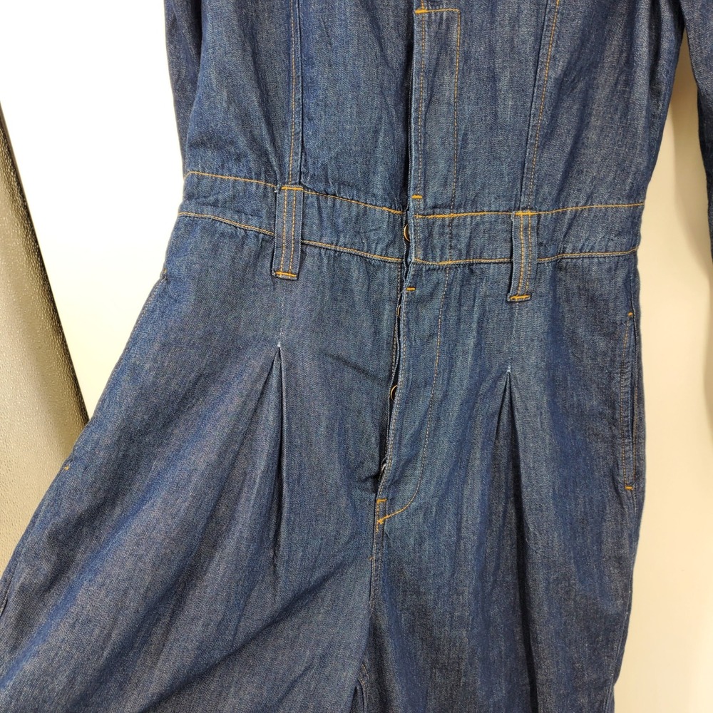 We The Free Free People Franklin Blue Denim Wide Leg Jumpsuit Long Sleeve Small - Picture 13 of 16